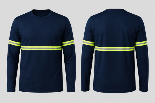 Camiseta manga larga con reflectivo personalizada a dos logos