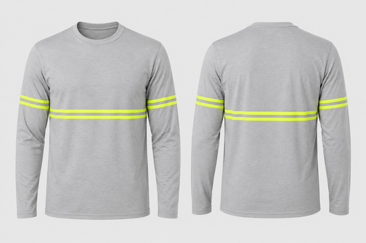 Camiseta manga larga con reflectivo personalizada a dos logos