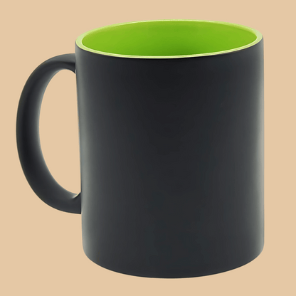 Taza Mágica Negra con Interior Verde Sublimable 11 Oz. – Color Make™